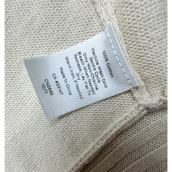 Talbots Womens Cardigan Size M Ivory Handkerchief Hem Open Drape 100% Cotton - Picture 7 of 8